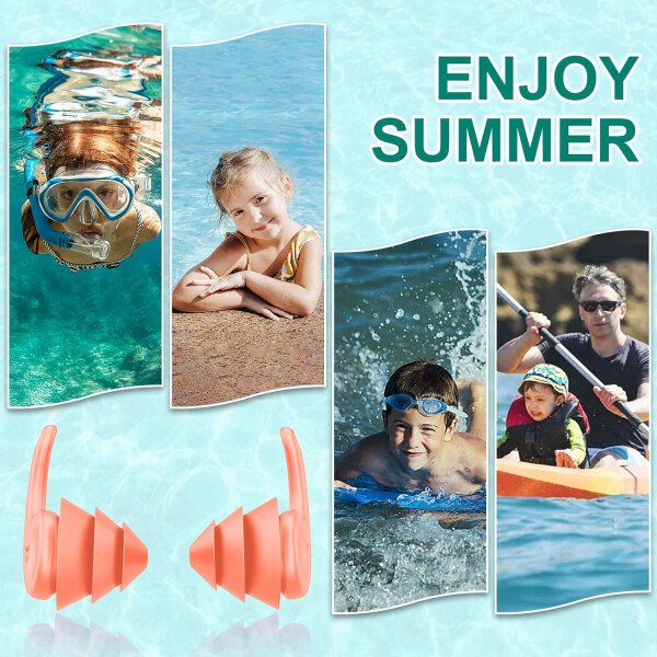 Tapones para los oídos de natación para adultos, 3 pares impermeables y reutilizables de silicona para natación, surf, esnórquel, ducha y piscina de agua, playa, océano (adultos y adolescentes mayores - Image 16