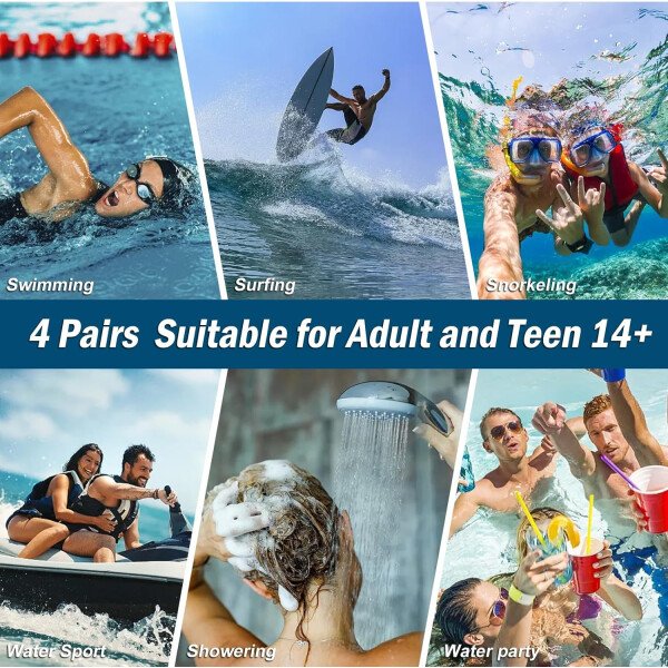 Tapones para los oídos de natación para adultos, 3 pares impermeables y reutilizables de silicona para natación, surf, esnórquel, ducha y piscina de agua, playa, océano (adultos y adolescentes mayores - Image 24