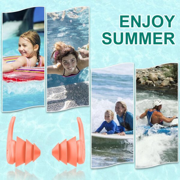 Tapones para los oídos de natación para adultos, 3 pares impermeables y reutilizables de silicona para natación, surf, esnórquel, ducha y piscina de agua, playa, océano (adultos y adolescentes mayores - Image 32