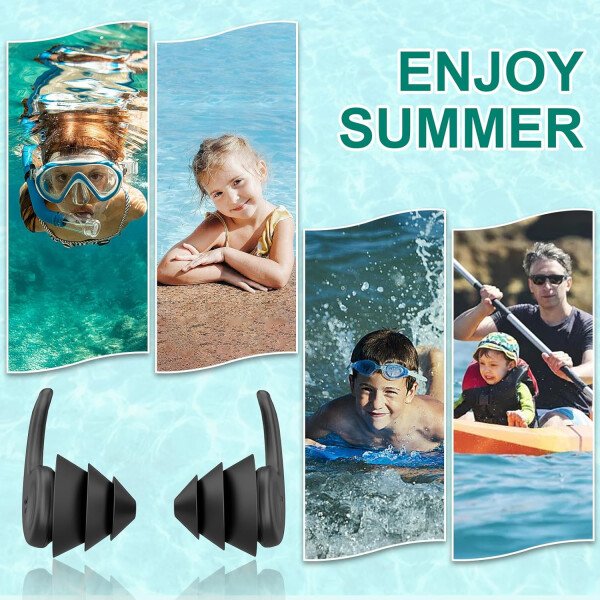 Tapones para los oídos de natación para adultos, 3 pares impermeables y reutilizables de silicona para natación, surf, esnórquel, ducha y piscina de agua, playa, océano (adultos y adolescentes mayores - Image 38