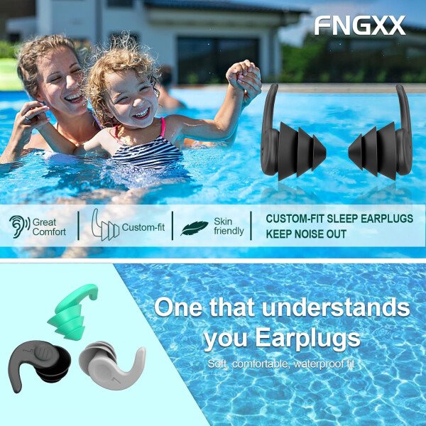 Tapones para los oídos de natación para adultos, 3 pares impermeables y reutilizables de silicona para natación, surf, esnórquel, ducha y piscina de agua, playa, océano (adultos y adolescentes mayores - Image 39