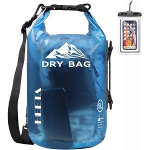 HEETA - Bolsa seca de 5L/10L/20L/30L/40L, parte superior enrollable, maleta ligera con funda para teléfono, ideal para natación, navegación, canotaje, campamento y playa, unisex