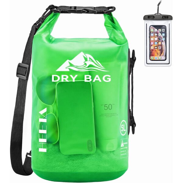 HEETA - Bolsa seca de 5L/10L/20L/30L/40L, parte superior enrollable, maleta ligera con funda para teléfono, ideal para natación, navegación, canotaje, campamento y playa, unisex - Imagen 15