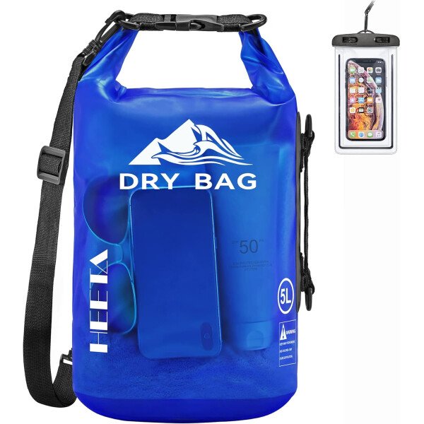 HEETA - Bolsa seca de 5L/10L/20L/30L/40L, parte superior enrollable, maleta ligera con funda para teléfono, ideal para natación, navegación, canotaje, campamento y playa, unisex - Imagen 22
