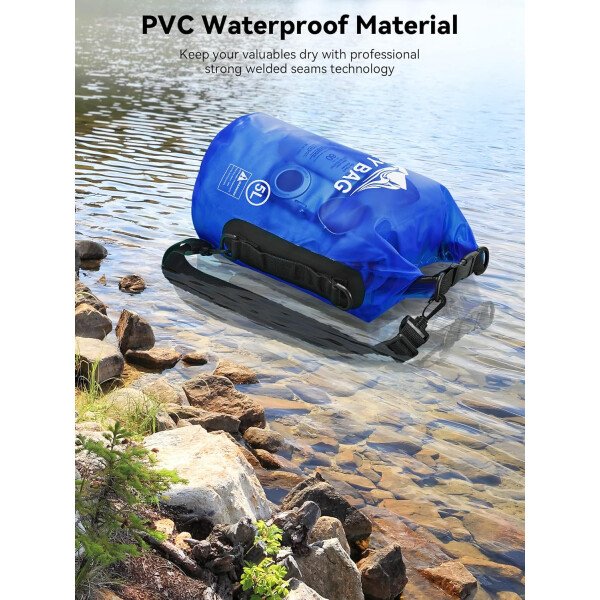 HEETA - Bolsa seca de 5L/10L/20L/30L/40L, parte superior enrollable, maleta ligera con funda para teléfono, ideal para natación, navegación, canotaje, campamento y playa, unisex - Imagen 24