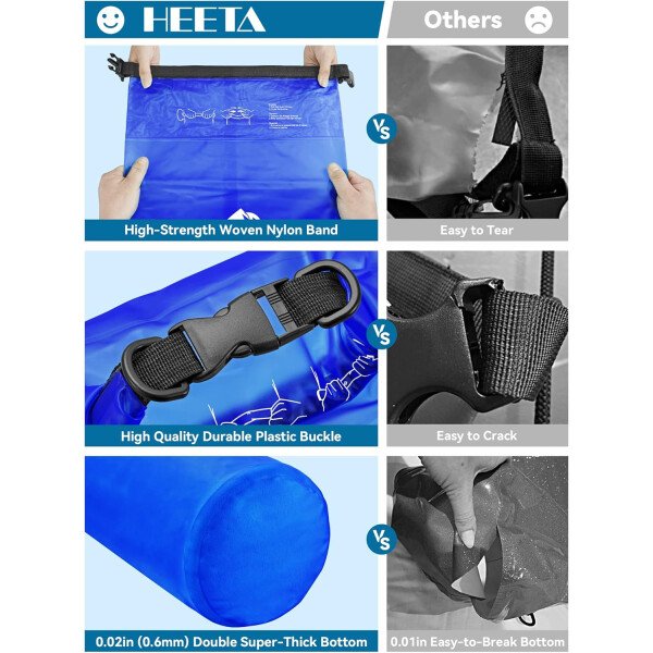 HEETA - Bolsa seca de 5L/10L/20L/30L/40L, parte superior enrollable, maleta ligera con funda para teléfono, ideal para natación, navegación, canotaje, campamento y playa, unisex - Imagen 25
