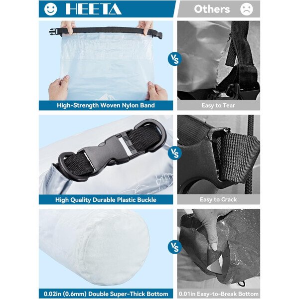HEETA - Bolsa seca de 5L/10L/20L/30L/40L, parte superior enrollable, maleta ligera con funda para teléfono, ideal para natación, navegación, canotaje, campamento y playa, unisex - Imagen 39