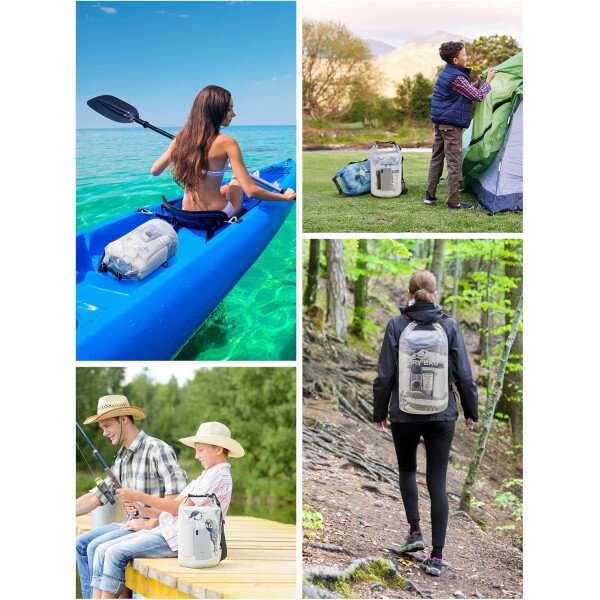 HEETA - Bolsa seca de 5L/10L/20L/30L/40L, parte superior enrollable, maleta ligera con funda para teléfono, ideal para natación, navegación, canotaje, campamento y playa, unisex - Imagen 41
