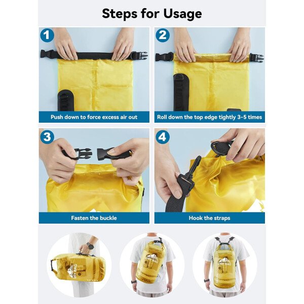 HEETA - Bolsa seca de 5L/10L/20L/30L/40L, parte superior enrollable, maleta ligera con funda para teléfono, ideal para natación, navegación, canotaje, campamento y playa, unisex - Imagen 47