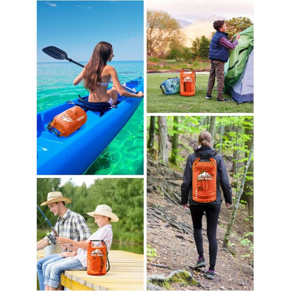 HEETA - Bolsa seca de 5L/10L/20L/30L/40L, parte superior enrollable, maleta ligera con funda para teléfono, ideal para natación, navegación, canotaje, campamento y playa, unisex - Imagen 63