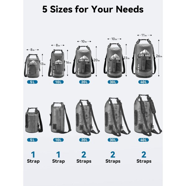 HEETA - Bolsa seca de 5L/10L/20L/30L/40L, parte superior enrollable, maleta ligera con funda para teléfono, ideal para natación, navegación, canotaje, campamento y playa, unisex - Imagen 66