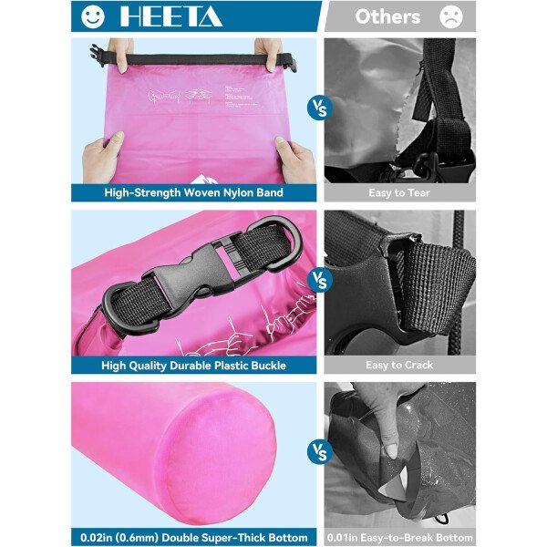 HEETA - Bolsa seca de 5L/10L/20L/30L/40L, parte superior enrollable, maleta ligera con funda para teléfono, ideal para natación, navegación, canotaje, campamento y playa, unisex - Imagen 76