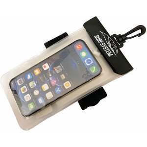 SURF SYTSTEM Bolsa flotante impermeable, con brazalete de neopreno + conector de audio para teléfono inteligente + función táctil de pantalla - Funda Drybag, iPhone, Android para surf, bodyboard,