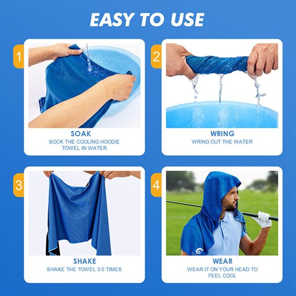 Paquete de 3 toallas refrescantes con capucha para cuello y cara, protección solar UPF 50 y enfriamiento instantáneo, toallas de hielo para climas cálidos, toalla suave y transpirable para - Image 11