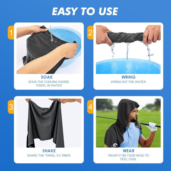Paquete de 3 toallas refrescantes con capucha para cuello y cara, protección solar UPF 50 y enfriamiento instantáneo, toallas de hielo para climas cálidos, toalla suave y transpirable para - Image 21