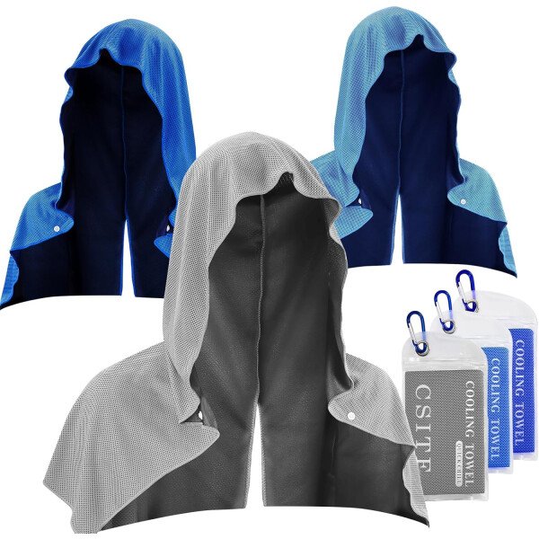 Paquete de 3 toallas refrescantes con capucha para cuello y cara, protección solar UPF 50 y enfriamiento instantáneo, toallas de hielo para climas cálidos, toalla suave y transpirable para - Image 26