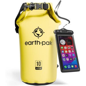 Earth Pak - Bolsa seca impermeable, mochila enrollable mantiene el equipo seco para kayak con funda impermeable para teléfono