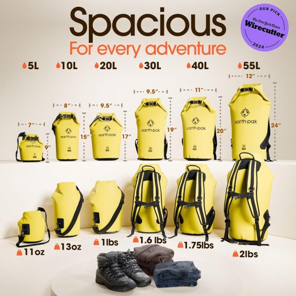 Earth Pak - Bolsa seca impermeable, mochila enrollable mantiene el equipo seco para kayak con funda impermeable para teléfono - Imagen 2