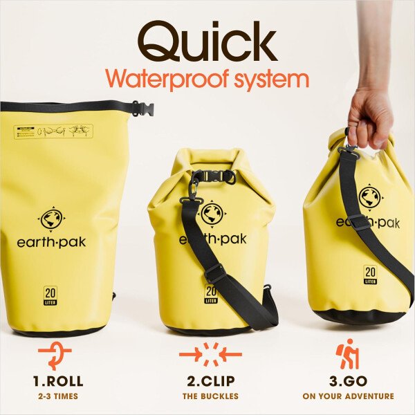 Earth Pak - Bolsa seca impermeable, mochila enrollable mantiene el equipo seco para kayak con funda impermeable para teléfono - Imagen 5