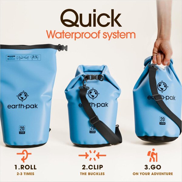 Earth Pak - Bolsa seca impermeable, mochila enrollable mantiene el equipo seco para kayak con funda impermeable para teléfono - Imagen 19
