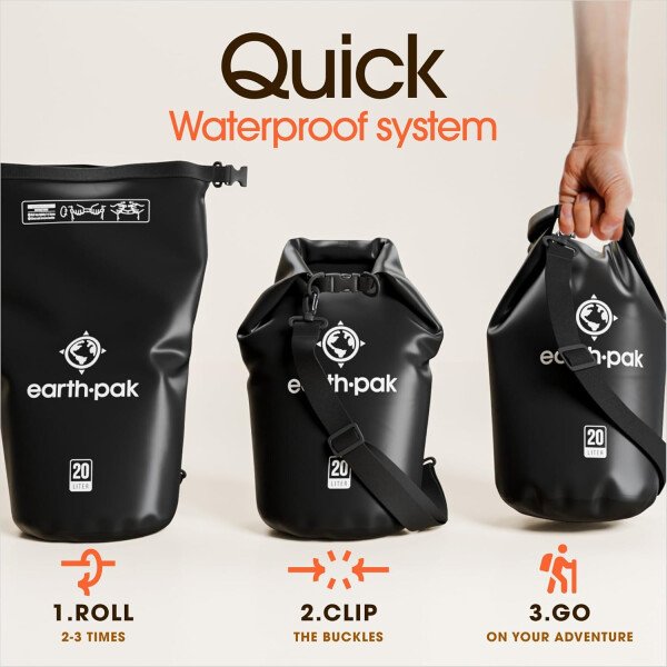 Earth Pak - Bolsa seca impermeable, mochila enrollable mantiene el equipo seco para kayak con funda impermeable para teléfono - Imagen 35