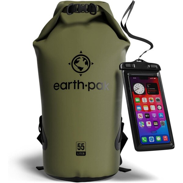 Earth Pak - Bolsa seca impermeable, mochila enrollable mantiene el equipo seco para kayak con funda impermeable para teléfono - Imagen 39