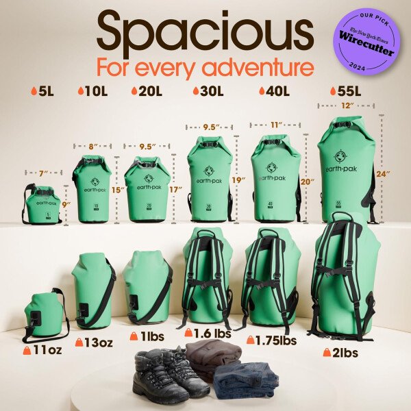 Earth Pak - Bolsa seca impermeable, mochila enrollable mantiene el equipo seco para kayak con funda impermeable para teléfono - Imagen 48