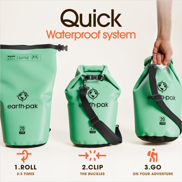 Earth Pak - Bolsa seca impermeable, mochila enrollable mantiene el equipo seco para kayak con funda impermeable para teléfono - Imagen 51