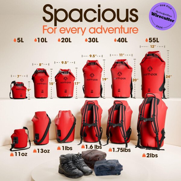 Earth Pak - Bolsa seca impermeable, mochila enrollable mantiene el equipo seco para kayak con funda impermeable para teléfono - Imagen 55