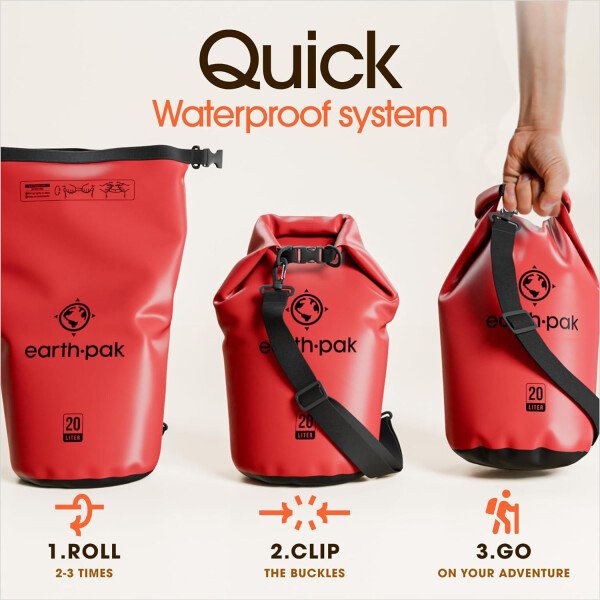Earth Pak - Bolsa seca impermeable, mochila enrollable mantiene el equipo seco para kayak con funda impermeable para teléfono - Imagen 58