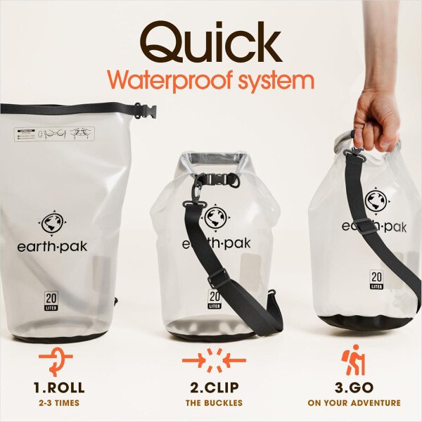 Earth Pak - Bolsa seca impermeable, mochila enrollable mantiene el equipo seco para kayak con funda impermeable para teléfono - Imagen 78