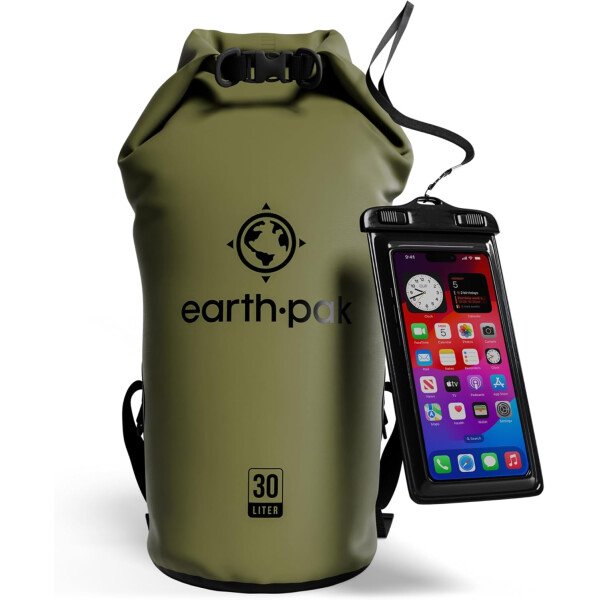 Earth Pak - Bolsa seca impermeable, mochila enrollable mantiene el equipo seco para kayak con funda impermeable para teléfono - Imagen 89