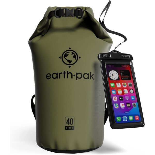 Earth Pak - Bolsa seca impermeable, mochila enrollable mantiene el equipo seco para kayak con funda impermeable para teléfono - Imagen 90