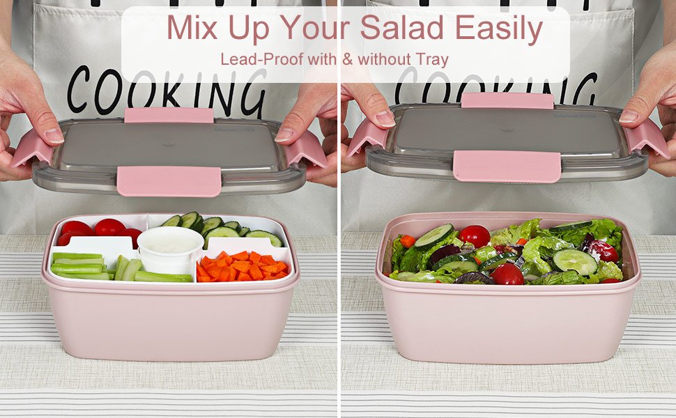 Caperci Lunch Salad Container Mix Up Salad Easily with out Tray