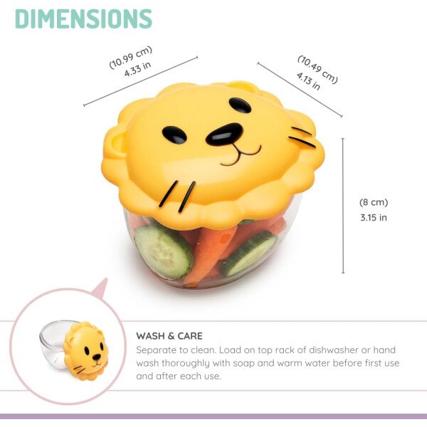 melii Recipientes de aperitivos de animales con tapas - Almacenamiento de alimentos para niños pequeños y niños - León - Imagen 3