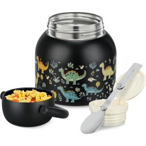 Termo de 17 onzas para comida caliente para niños, tarro de comida aislado con cuchara, recipiente térmico para almuerzo de comida caliente, caja de almuerzo de acero inoxidable de boca ancha
