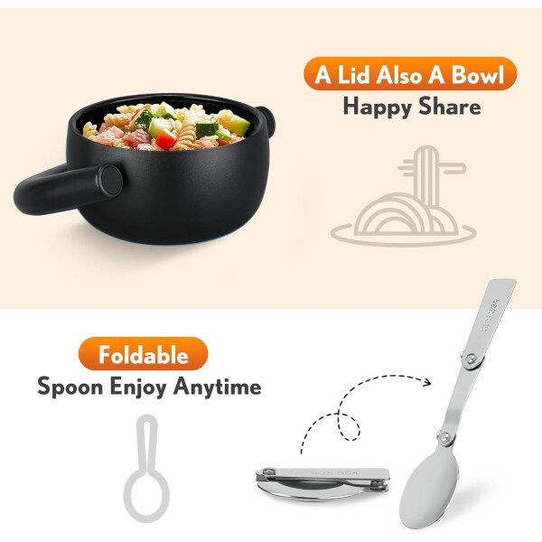 Termo de 17 onzas para comida caliente para niños, tarro de comida aislado con cuchara, recipiente térmico para almuerzo de comida caliente, caja de almuerzo de acero inoxidable de boca ancha - Imagen 4