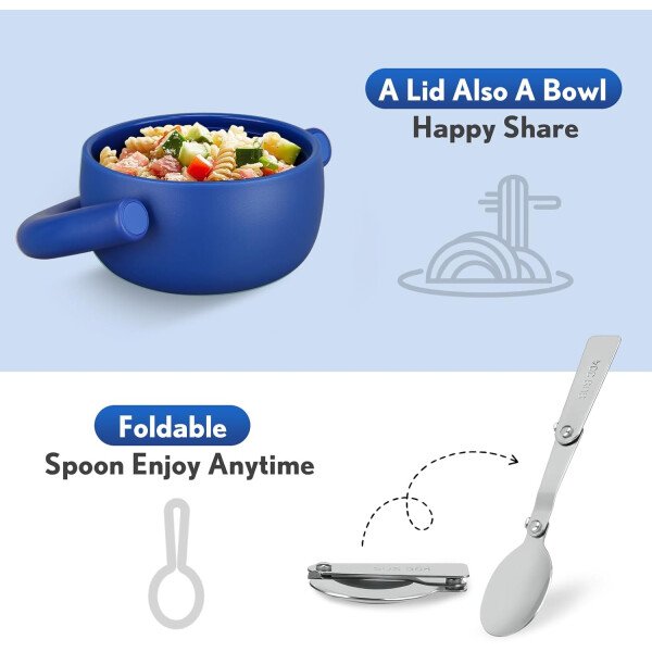 Termo de 17 onzas para comida caliente para niños, tarro de comida aislado con cuchara, recipiente térmico para almuerzo de comida caliente, caja de almuerzo de acero inoxidable de boca ancha - Imagen 15