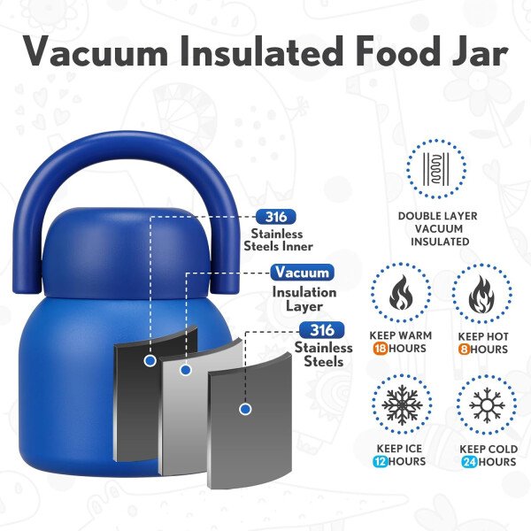 Termo de 17 onzas para comida caliente para niños, tarro de comida aislado con cuchara, recipiente térmico para almuerzo de comida caliente, caja de almuerzo de acero inoxidable de boca ancha - Imagen 20