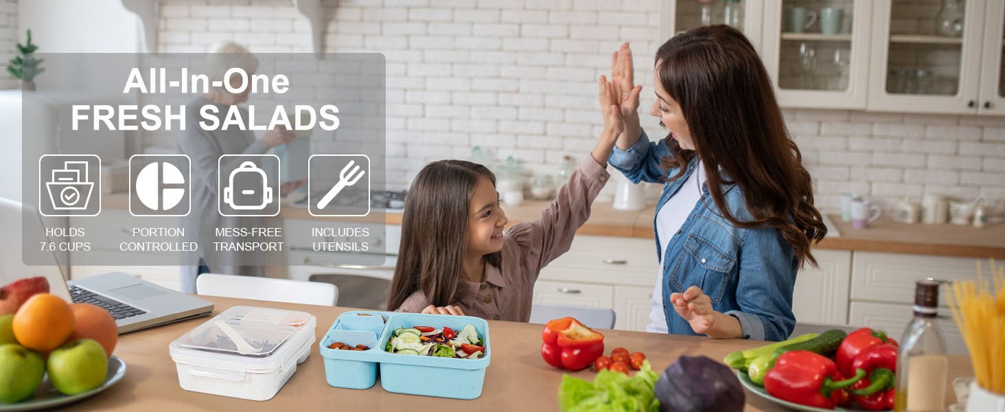 Caperci All-In-One Salad Lunch Container Set for Adults