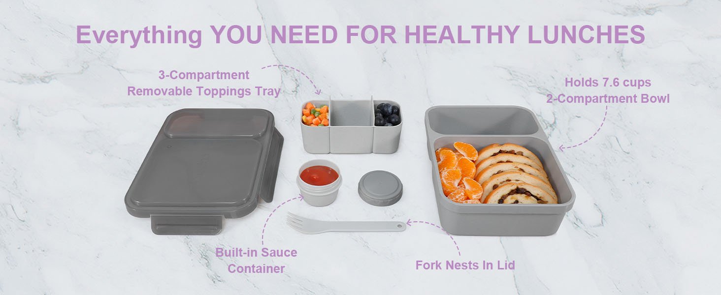 Caperci All-In-One Salad Container Bento Lunch Box Set for Adults