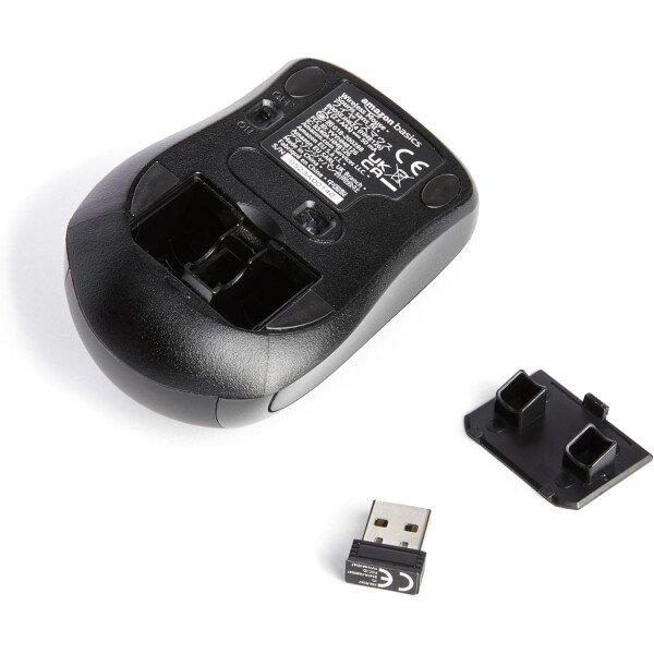Amazon Basics Ratón óptico inalámbrico para computadora de 2,4 GHz con receptor nano USB, negro - Imagen 4