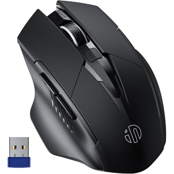 inphic mouse inalámbrico recargable, silencioso, mini mouse óptico ultrafino 1600 DPI para notebook, PC, laptop, computadora, MacBook (plateado), Plateado