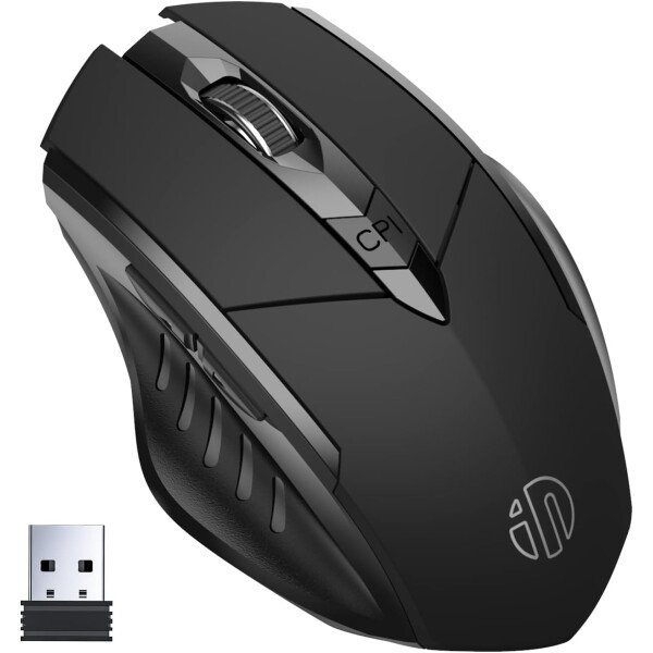 inphic mouse inalámbrico recargable, silencioso, mini mouse óptico ultrafino 1600 DPI para notebook, PC, laptop, computadora, MacBook (plateado), Plateado - Imagen 2
