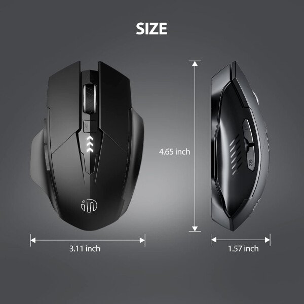 inphic mouse inalámbrico recargable, silencioso, mini mouse óptico ultrafino 1600 DPI para notebook, PC, laptop, computadora, MacBook (plateado), Plateado - Imagen 16
