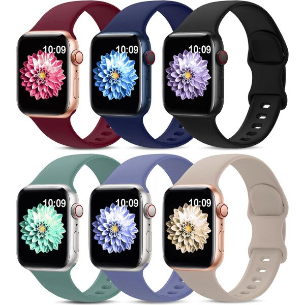 Paquete de 6 correas deportivas compatibles con Apple Watch Band de 1.496 pulgadas, 1.575 pulgadas, 1.614 pulgadas, 1.654 pulgadas, 1.732 pulgadas, 1.772 pulgadas, 1.772 pulgadas, correa impermeable - Imagen 2