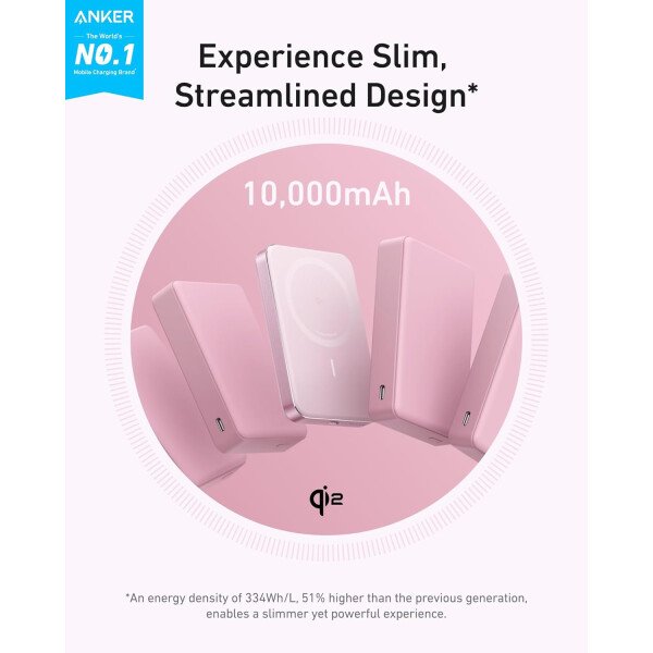 Anker MagGo - Batería externa, batería magnética ultradelgada de 10,000 mAh, certificado Qi2, portátil, cargador compatible ultrarápido MagSafe de 15 W, diseño ergonómico, solo para iPhone 15/14/13/12 - Imagen 8