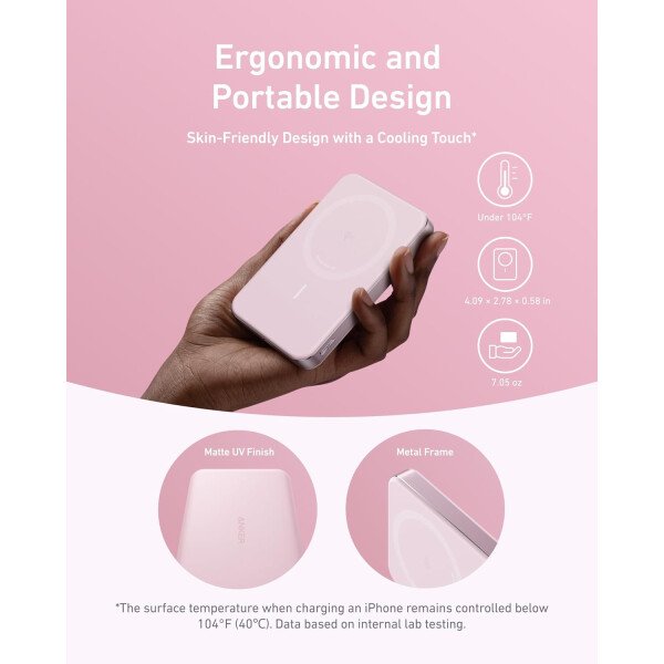 Anker MagGo - Batería externa, batería magnética ultradelgada de 10,000 mAh, certificado Qi2, portátil, cargador compatible ultrarápido MagSafe de 15 W, diseño ergonómico, solo para iPhone 15/14/13/12 - Imagen 10