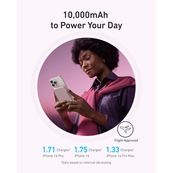 Anker MagGo - Batería externa, batería magnética ultradelgada de 10,000 mAh, certificado Qi2, portátil, cargador compatible ultrarápido MagSafe de 15 W, diseño ergonómico, solo para iPhone 15/14/13/12 - Imagen 11