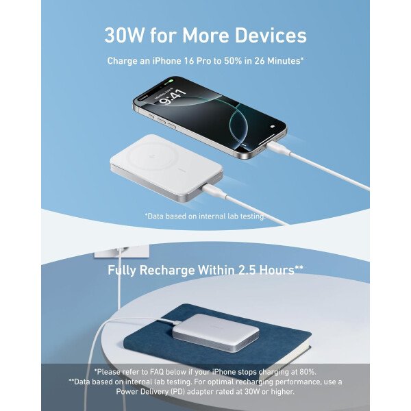 Anker MagGo - Batería externa, batería magnética ultradelgada de 10,000 mAh, certificado Qi2, portátil, cargador compatible ultrarápido MagSafe de 15 W, diseño ergonómico, solo para iPhone 15/14/13/12 - Imagen 18